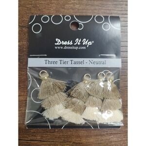 Dress It Up Jesse James Shag Three Tier Tassel Beige Tan Taupe Design Element